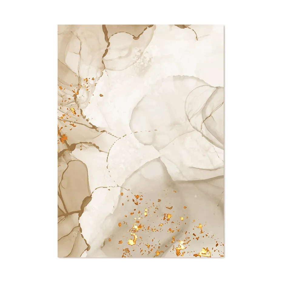 Modern Abstract Beige Golden Liquid Marble Print Wall Art Fine Art Canvas Prints Pictures For Living Room Bedroom Art Decor