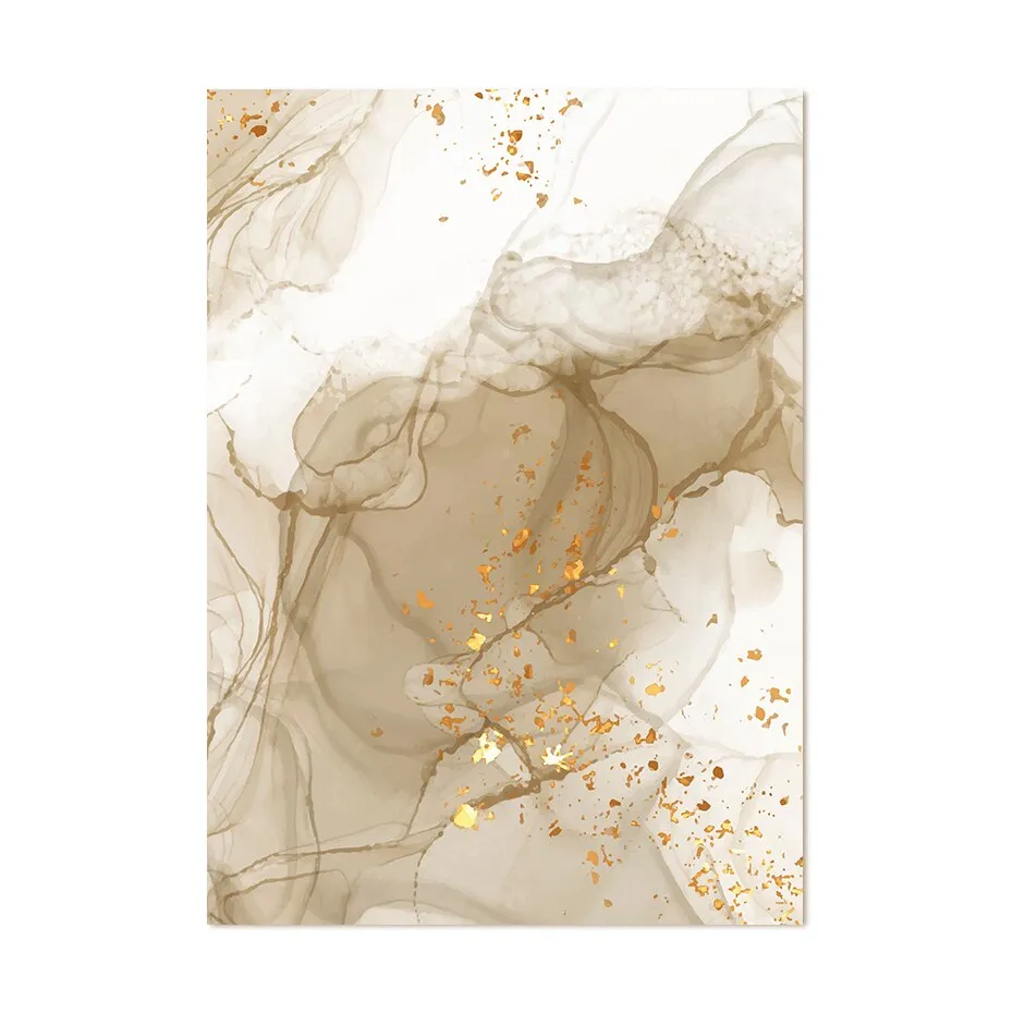 Modern Abstract Beige Golden Liquid Marble Print Wall Art Fine Art Canvas Prints Pictures For Living Room Bedroom Art Decor