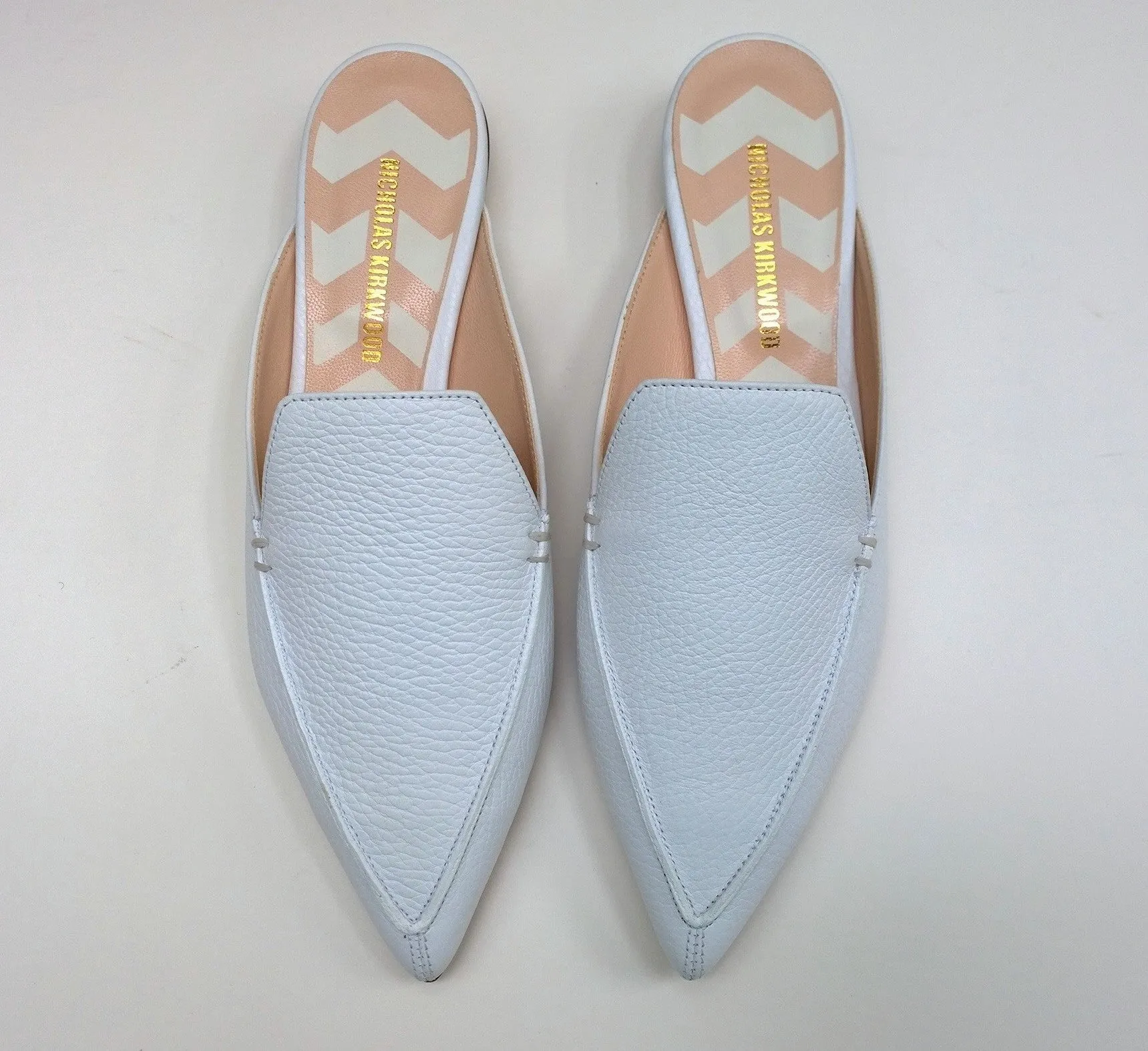 Nicholas Kirkwood Beya Slides in White Leather Flats Shoes