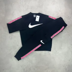 Nike Sportwear Crew Neck Repeat Tracksuit Set Black/ Pink