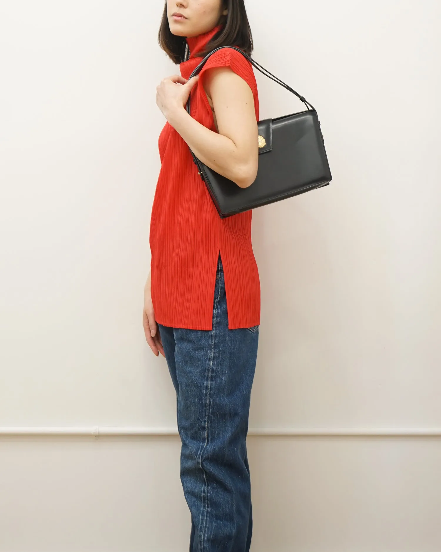 Pleats Please Red High Neck N/S Top