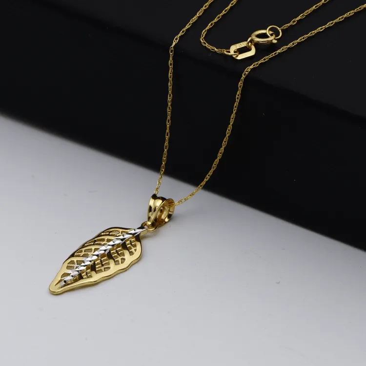 Real Gold 2 Color Leaf Necklace GL0642 CWP 1698