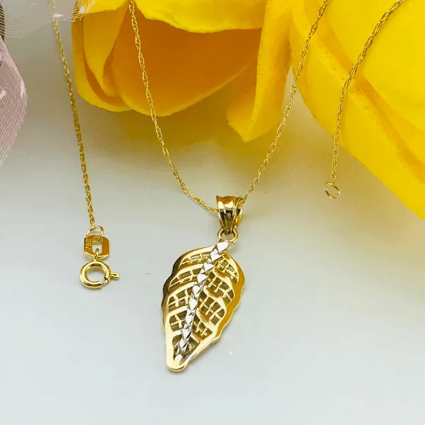 Real Gold 2 Color Leaf Necklace GL0642 CWP 1698