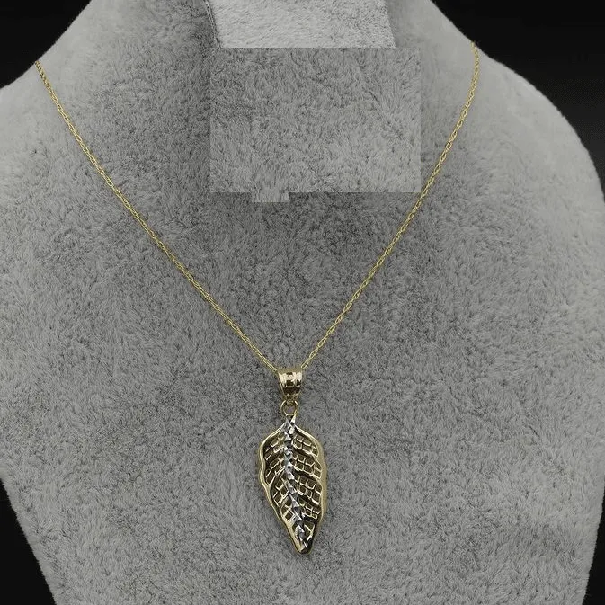 Real Gold 2 Color Leaf Necklace GL0642 CWP 1698