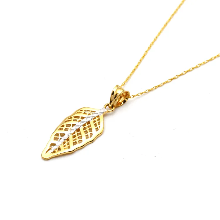 Real Gold 2 Color Leaf Necklace GL0642 CWP 1698