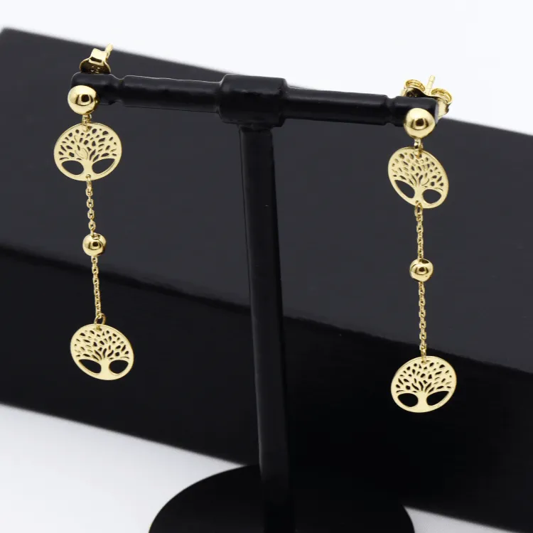 Real Gold Tree Hanging Stud Earring Set 0239-111 E1713