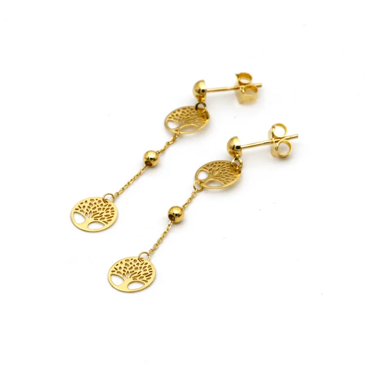 Real Gold Tree Hanging Stud Earring Set 0239-111 E1713