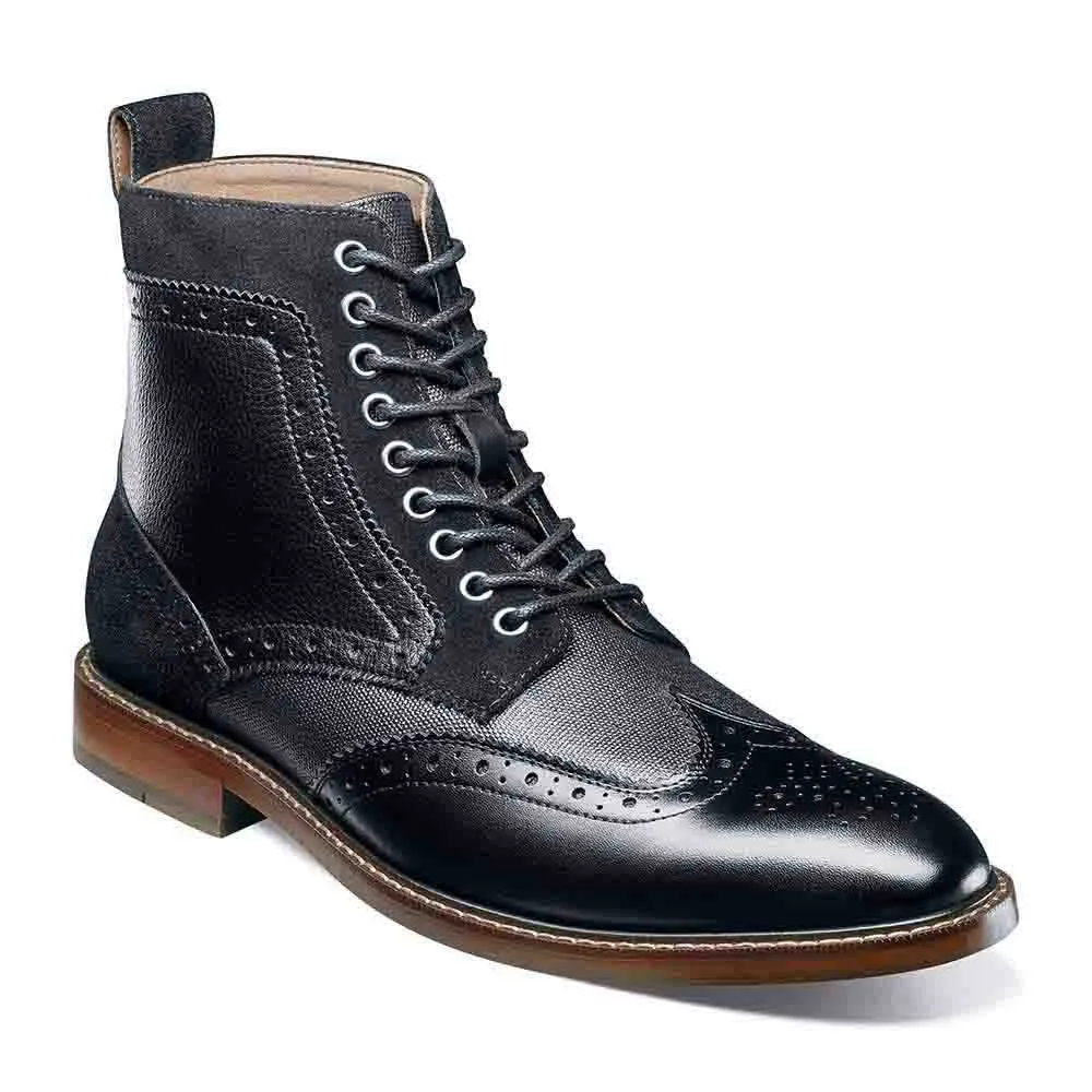 Stacy Adams Black Multi FINNEGAN Wingtip Lace Up Boot