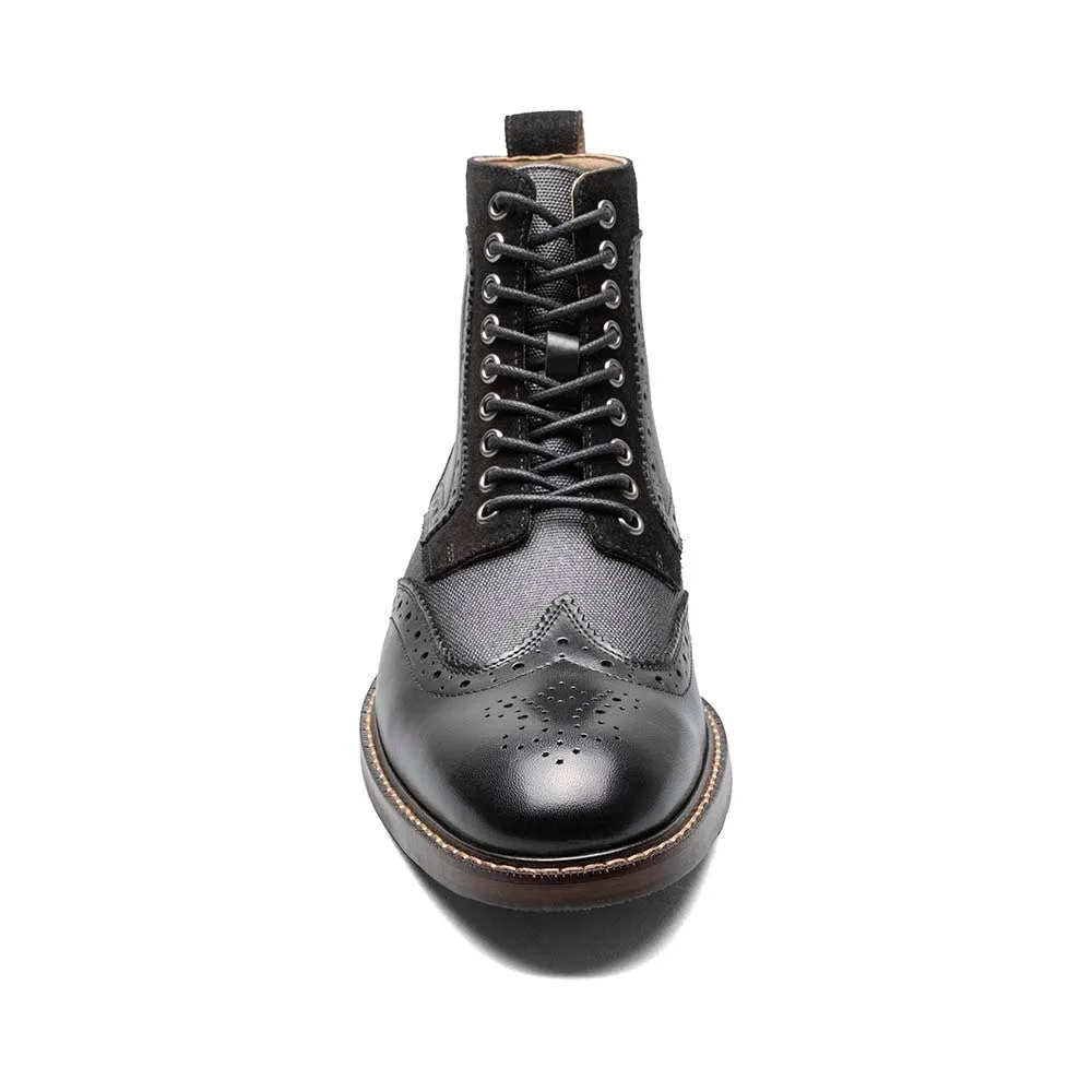 Stacy Adams Black Multi FINNEGAN Wingtip Lace Up Boot