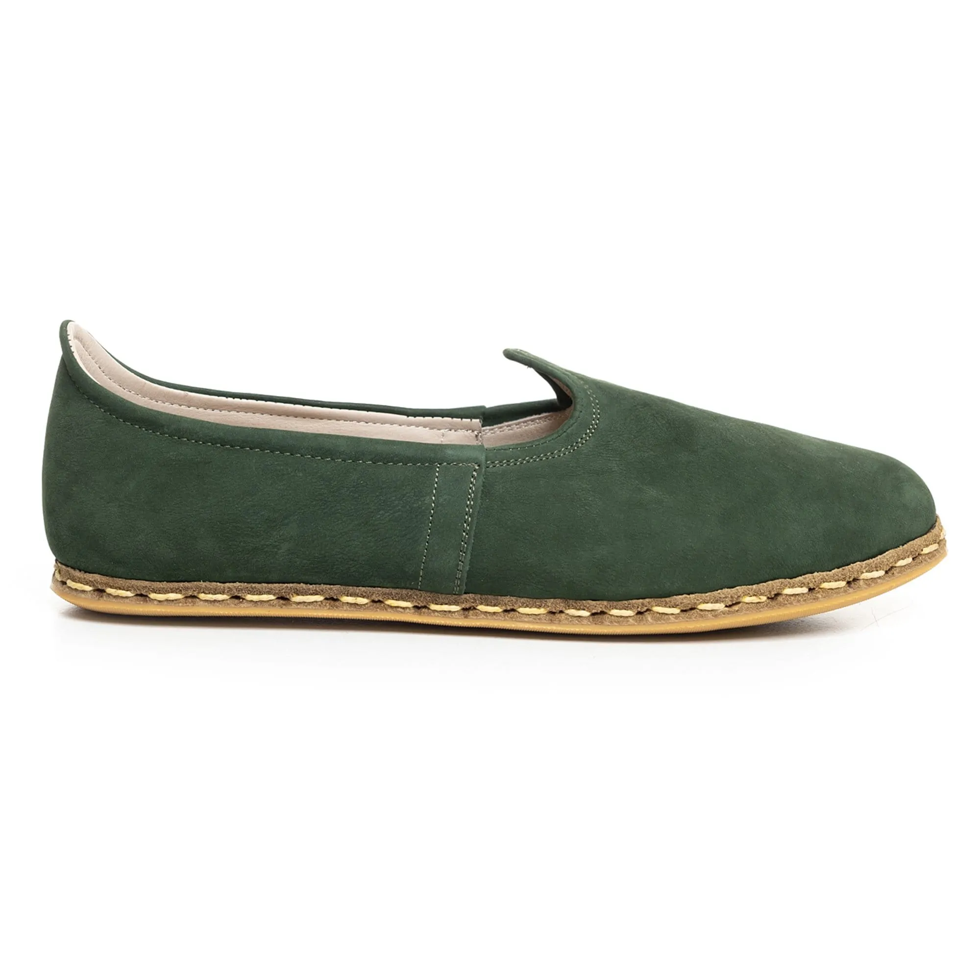 Women's Green Nubucks Slip On Shoes